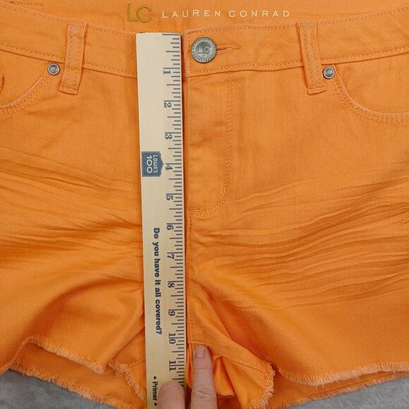 Lauren Conrad LC Cutoff Denim Shorts Womens Size 16 Peach 3" Mid Rise Distressed - Picture 9 of 11